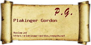 Plakinger Gordon névjegykártya